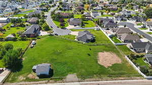 Aerial perspective of property with barn