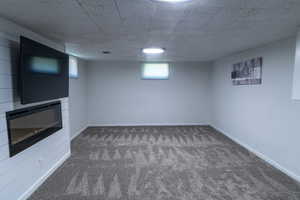 Family room with carpet