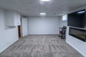 family room with carpet