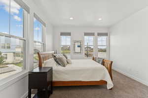 Bedroom with carpet and recessed lighting