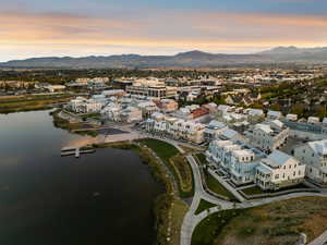 Drone / aerial view of a water and mountain view