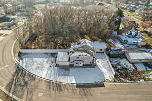 Aerial perspective of suburban area