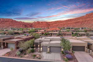 View of mountain background with nearby suburban area