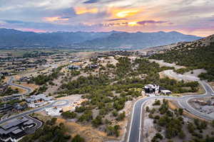 Drone / aerial view of a mountain backdrop