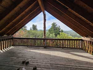 Wooden terrace with a forest view