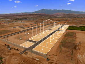 Overview of rural landscape with a mountainous background