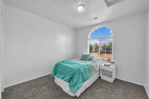 Bedroom featuring carpet