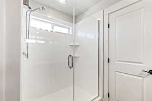 Bathroom with a stall shower