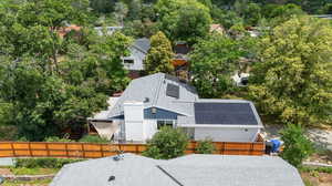 Drone / aerial view of a tree filled landscape