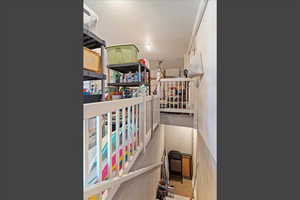 View of stairway from the garage to the basement.