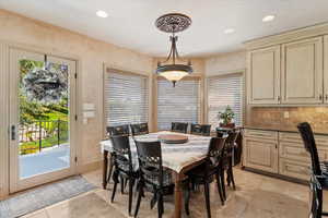 Dining room with recessed lighting