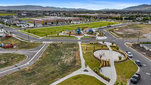 Aerial view of a mountain backdrop