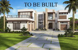 View of front of house featuring stucco siding, a front yard, and driveway