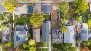 Aerial perspective of suburban area