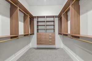Spacious closet with carpet