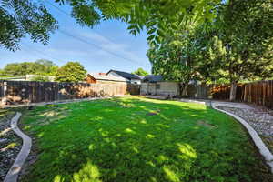 View of fenced backyard