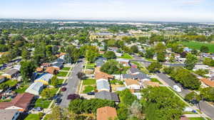 Aerial perspective of suburban area