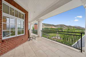 Balcony with a mountain view