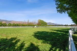 View of yard with a mountain view