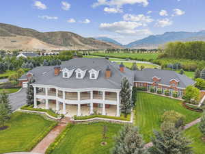 Aerial view of a mountainous background