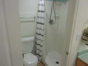 Full bath featuring vanity and a stall shower