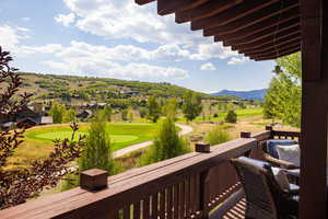 Balcony with a mountain view