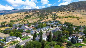 Bird's eye view of a mountain backdrop