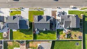 Aerial perspective of suburban area