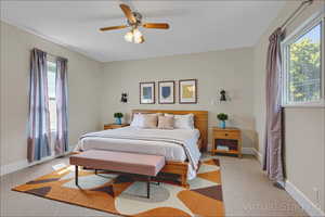 Virtually staged bedroom