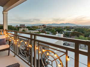 Balcony with a mountain view