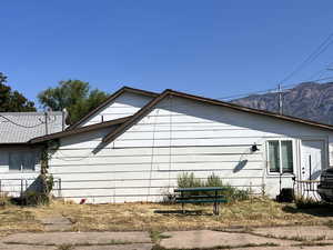 View of home's exterior featuring a mountain view