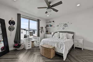 Bedroom featuring ceiling fan and recessed lighting