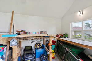 Wonderful Art/Work Shed.  View of storage Has Internet, Lights, Electricity, Ceiling fan.