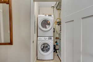 Laundry room with estacked washer and dryer