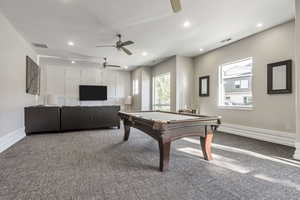 Game room featuring pool table