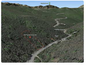 Aerial map of property and surrounding area with property parcel outlined