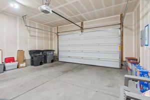 Garage with a garage door opener and electric panel