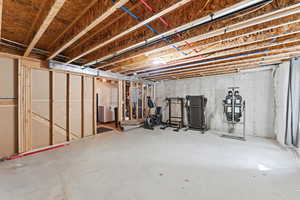 View of unfinished basement