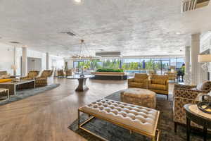 Building lobby featuring comfy seating and beautiful gathering spaces