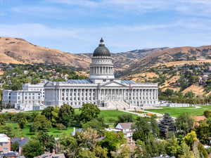 Bird's eye view of a mountain backdrop