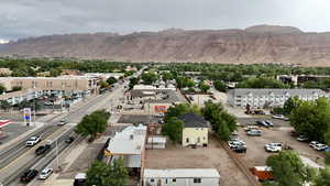 Aerial view of a mountainous background