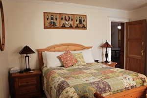 Bedroom with ornamental molding