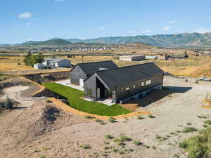 Aerial view of sparsely populated area featuring mountains