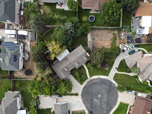 Aerial view of property's location featuring nearby suburban area