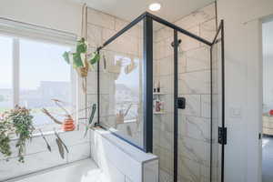 Bathroom featuring a stall shower