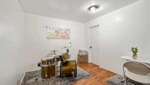 Office space featuring light wood-style flooring