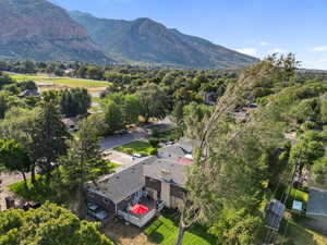 Aerial view of a mountainous background