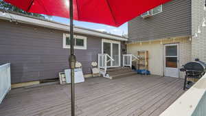 Deck featuring grilling area