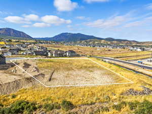 Aerial view of property and surrounding area with property boundaries highlighted