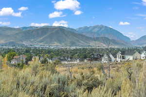 View of mountain background with nearby suburban area